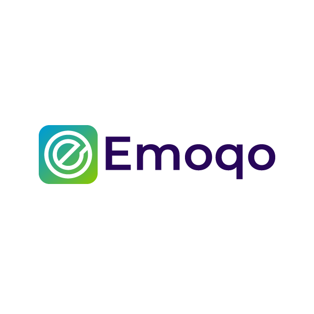 Emoqo.com logo, a brandable .com business name for sale