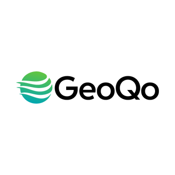 Geoqo.com logo, a brandable .com business name for sale