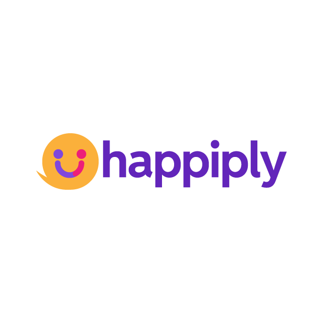 happiply.com logo, a brandable .com business name for sale