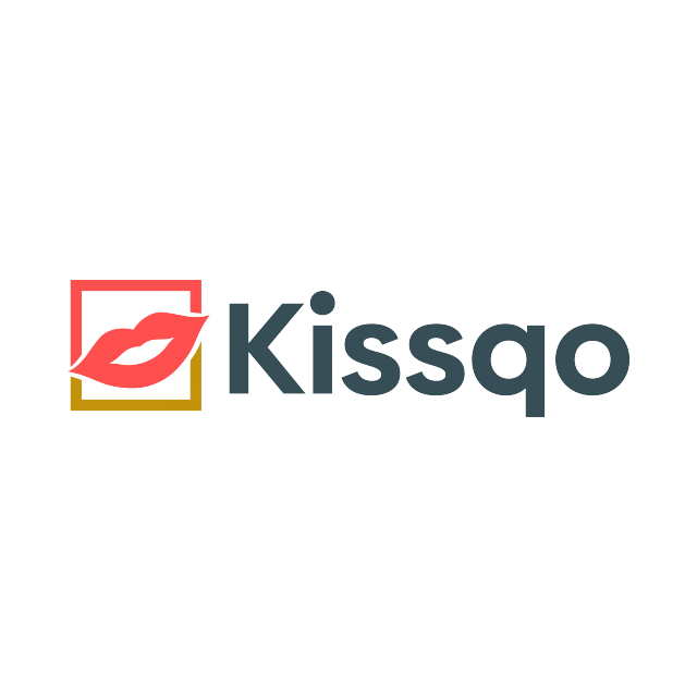 Kissqo.com logo, a brandable .com business name for sale