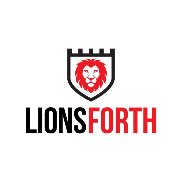 Lionsforth.com logo, a brandable .com business name for sale