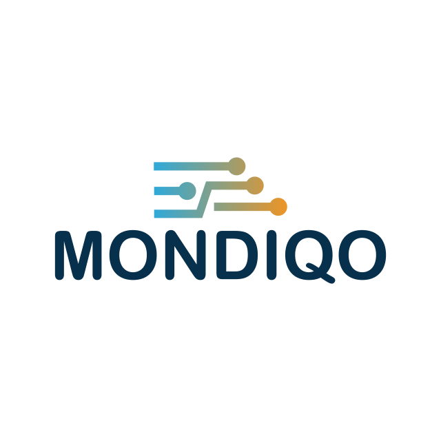 mondiqo.com logo, a brandable .com business name for sale