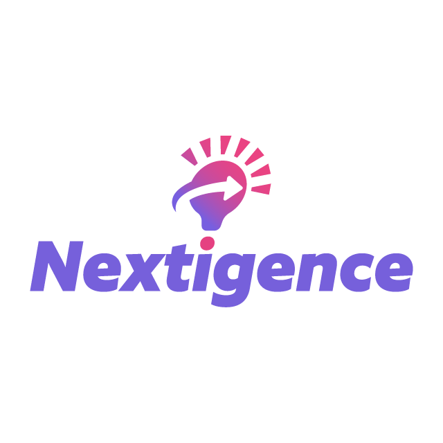 Nextigence.com logo, a brandable .com business name for sale