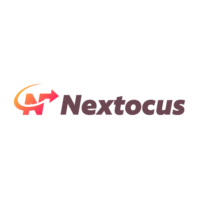 Nextocus.com logo, a brandable .com business name for sale