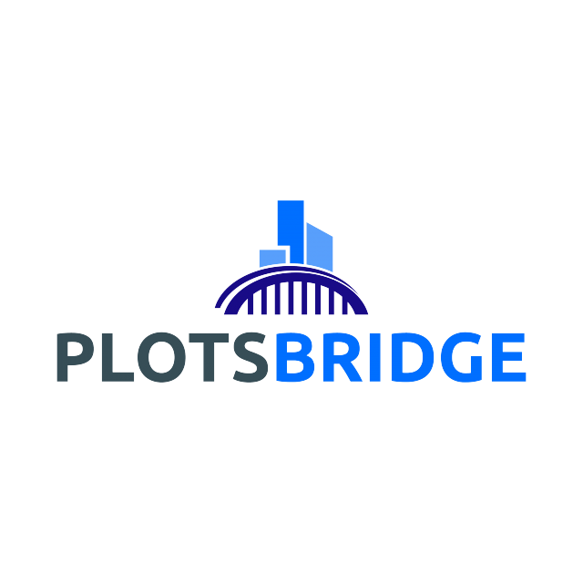 PlotsBridge.com logo, a brandable .com business name for sale