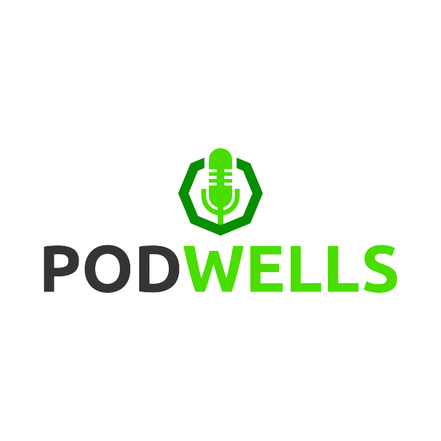 PodWells.com logo, a brandable .com business name for sale