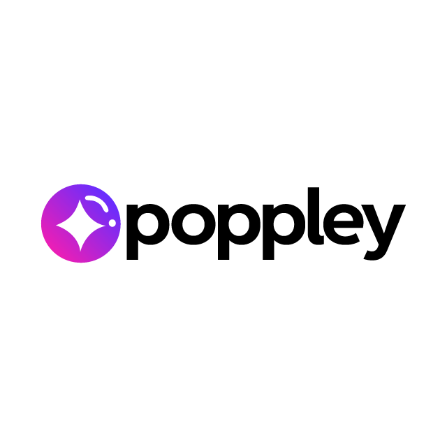 Poppley.com logo, a brandable .com business name for sale
