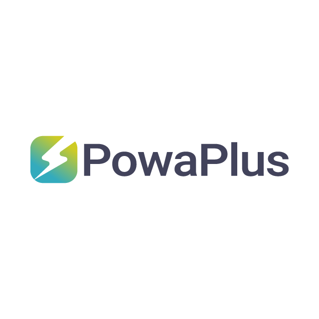 PowaPlus.com logo, a brandable .com business name for sale