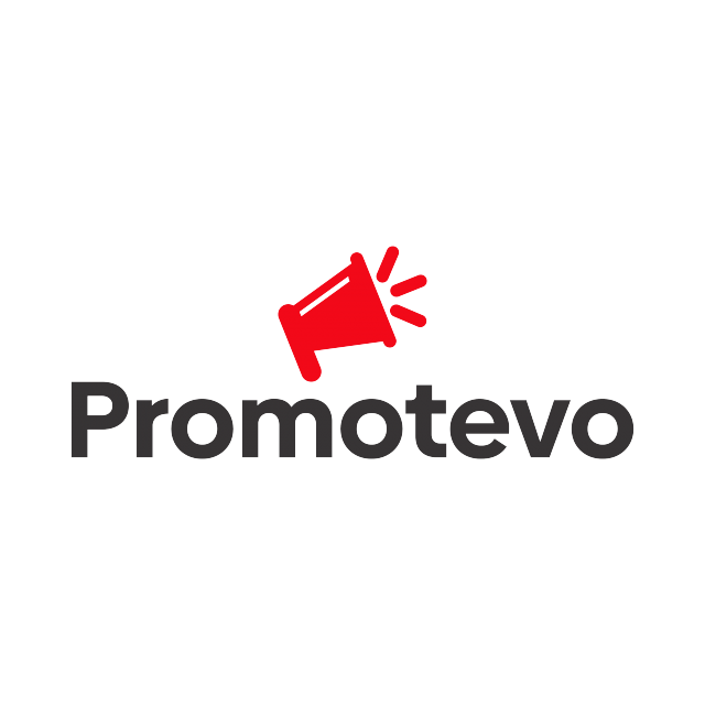 Promotevo.com logo, a brandable .com business name for sale