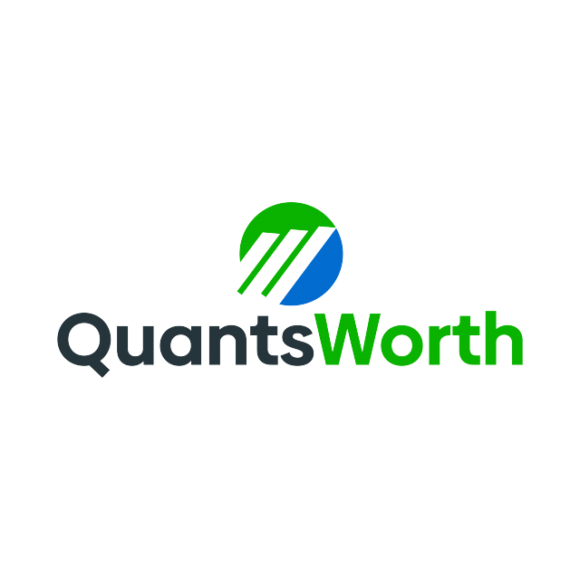 QuantsWorth.com logo, a brandable .com business name for sale