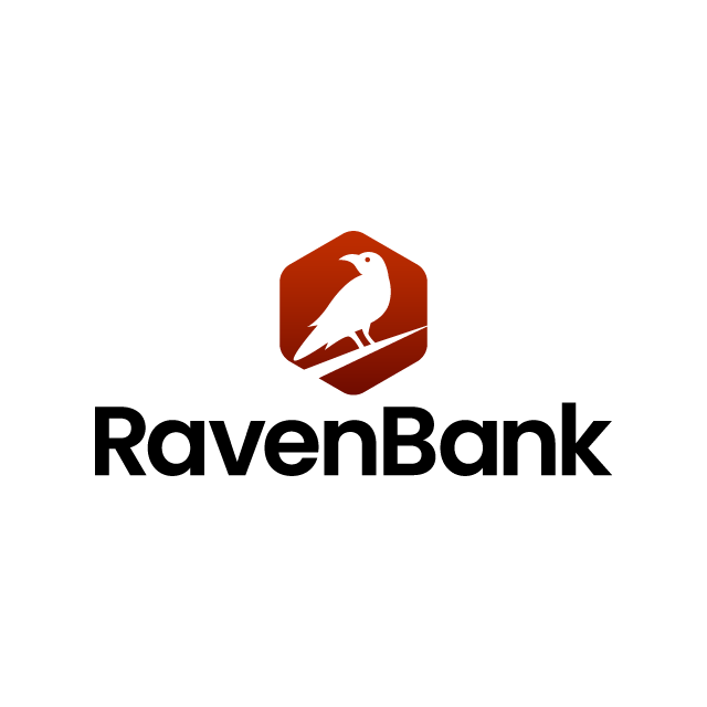 RavenBank.com logo, a brandable .com business name for sale