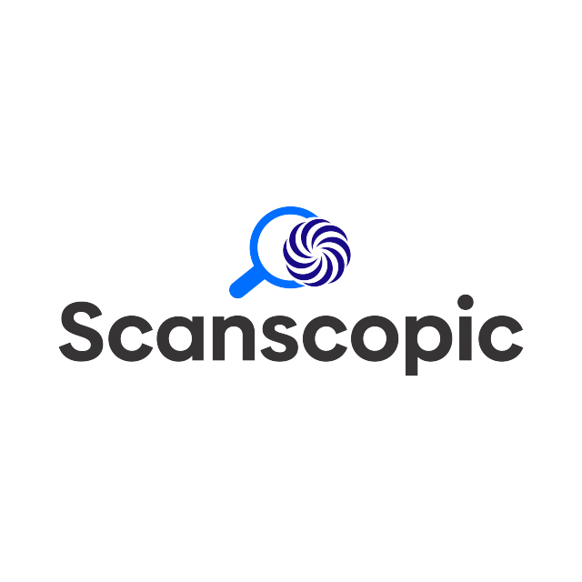 Scanscopic.com logo, a brandable .com business name for sale
