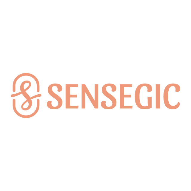 Sensegic.com logo, a brandable .com business name for sale