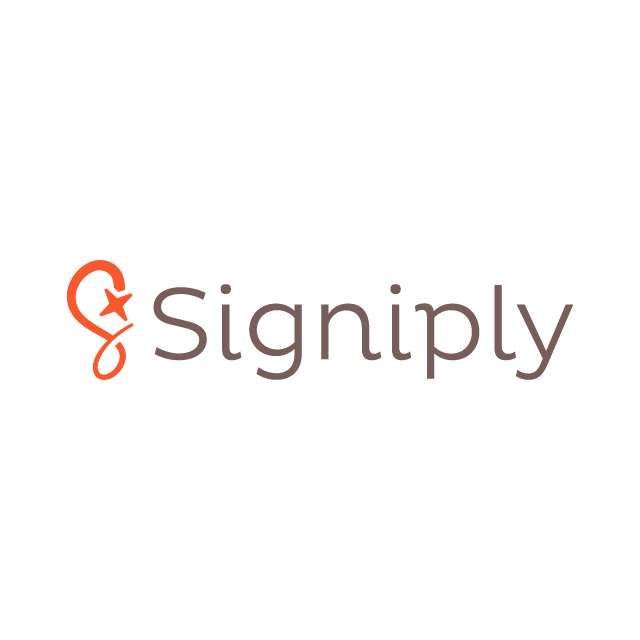 Signiply.com logo, a brandable .com business name for sale