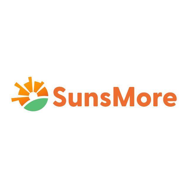 SunsMore.com logo, a brandable .com business name for sale