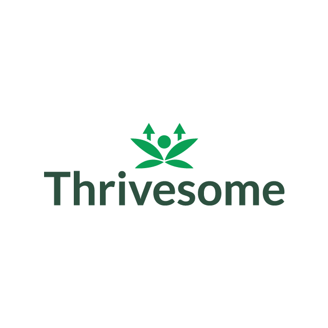 Thrivesome.com logo, a brandable .com business name for sale