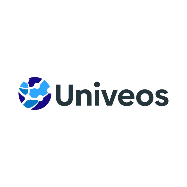 Univeos.com logo, a brandable .com business name for sale