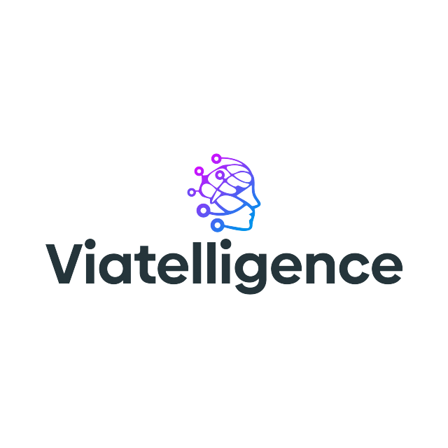 viatelligence.com logo, a brandable .com business name for sale