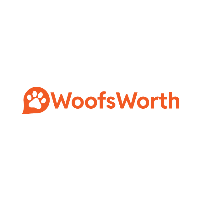WoofsWorth.com logo, a brandable .com business name for sale
