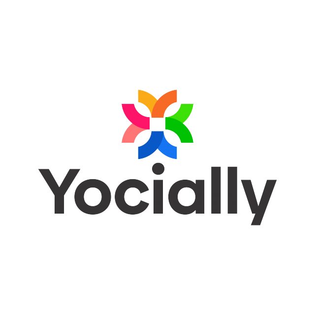 yocially.com logo, a brandable .com business name for sale